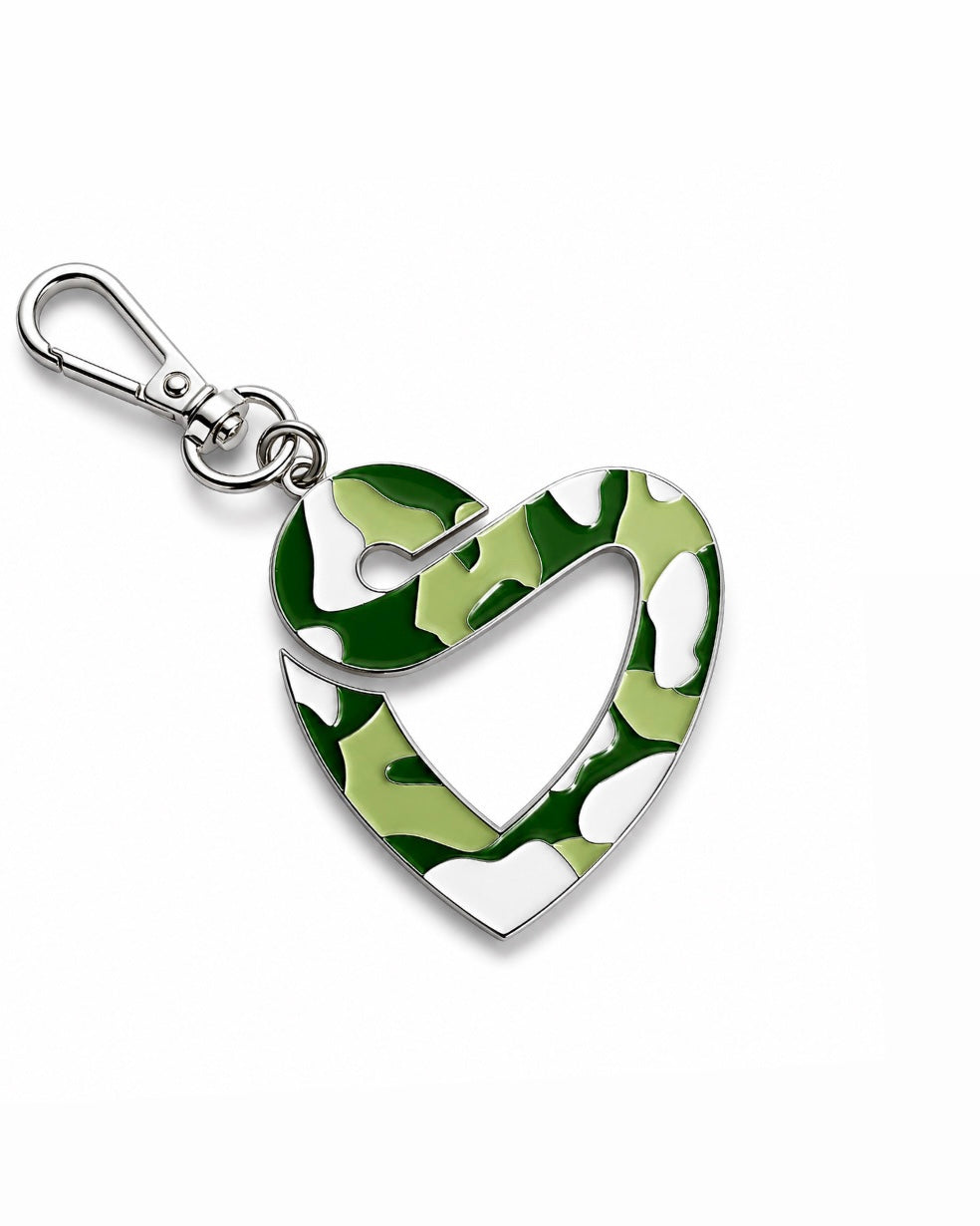 Love Is Supreme™ Heart Keychain - Green Camo Edition
